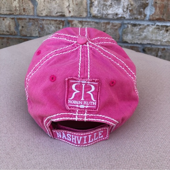 Robin Ruth 100% Cotton Pink Nashville Baseball Hat Cap Rhinestone Adjustable - Picture 6 of 12